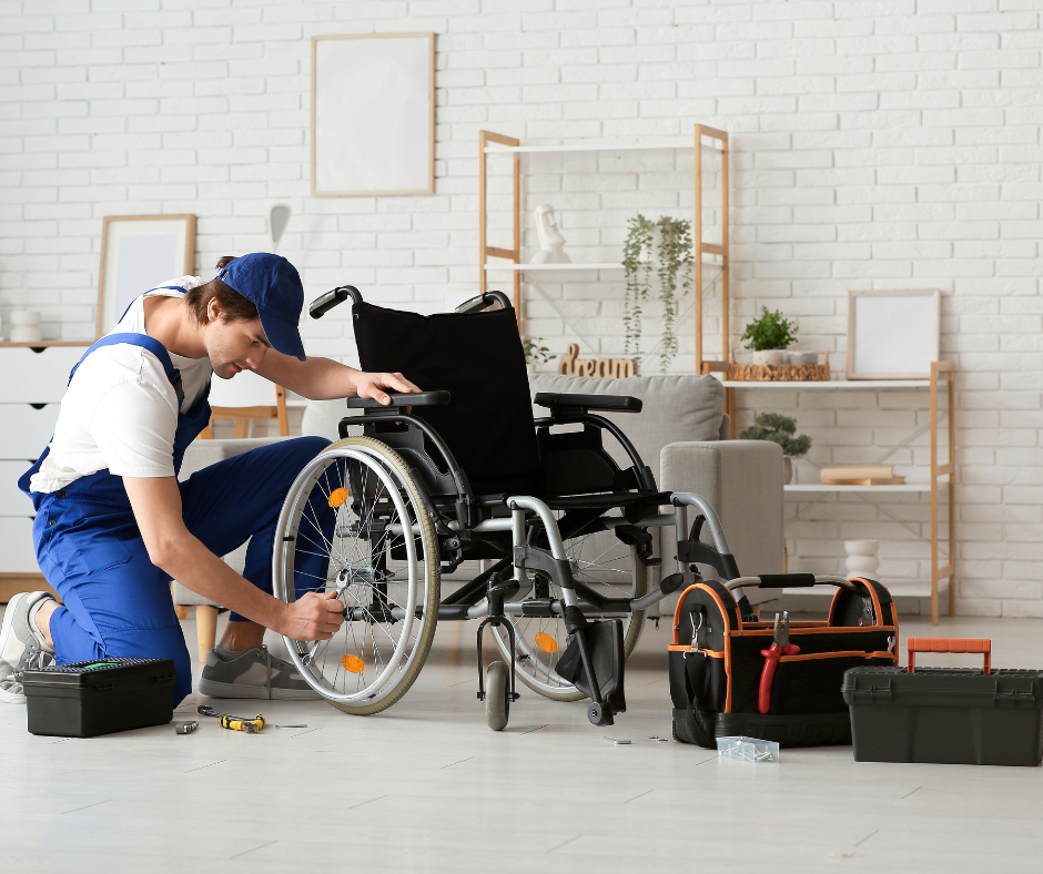 Professional wheelchair cleaning technician at your home